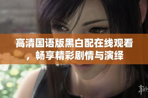 高清国语版黑白配在线观看，畅享精彩剧情与演绎